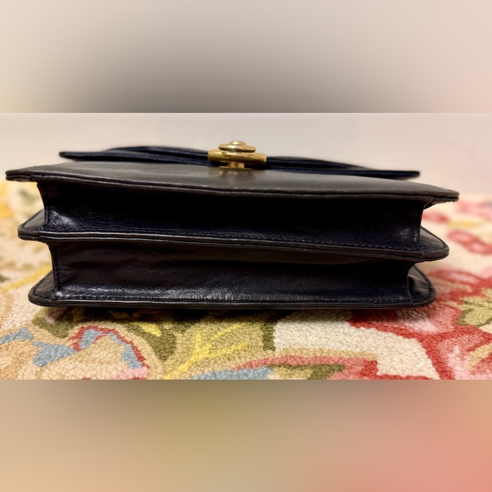 RARE 90’s Vintage GIORGIO BEVERLY HILLS Black Leather Top Handle Bag - Picture 3 of 16